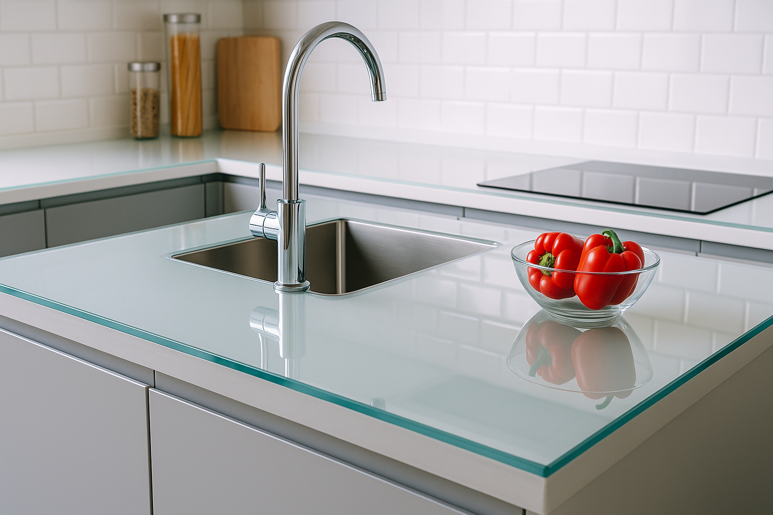 Je bekijkt nu Glazen werkblad keuken