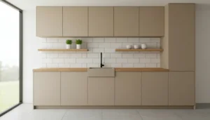 Lees meer over het artikel Beige keuken met houten werkblad: warm, stijlvol & op maat