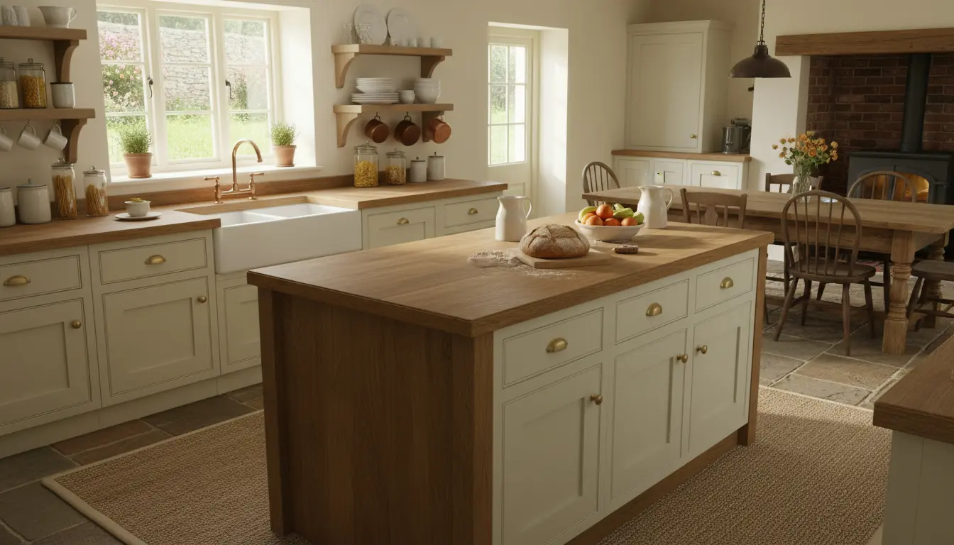 Je bekijkt nu Landelijke keuken houten werkblad: warm, sterk en op maat