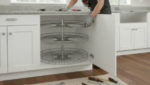 Lees meer over het artikel Keuken draaicarrousel veilig monteren onder stenen werkblad